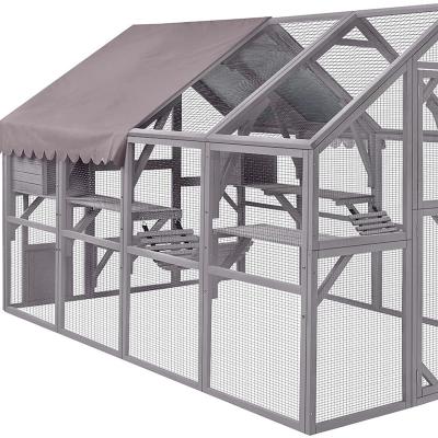 China The high-quality windproof outside Cat Kennels Runs With Shelfter in gray coating for sale