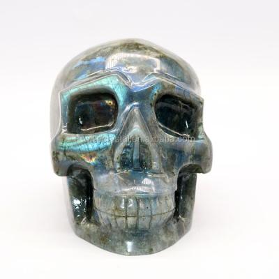 China Natural Gemstone Crystal Therapy Labradorite Crystal Skulls Quartz From Europe Life Size for sale