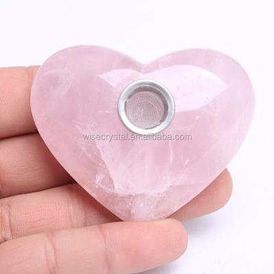 China Easy Smoking Hand Cut Mounted Heart Smoking Pipe Magic Wand Crystal Tobacco Wand for sale