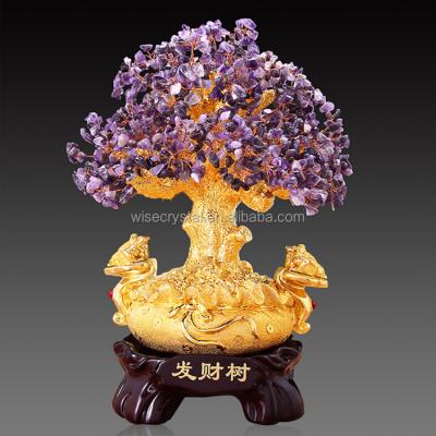 China Crystal Therapy Natural Crystal Tree Europe Gemstone Amethyst Rock Stone Crystal Tree for sale