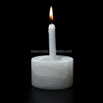 China Europe round shape candle holder healing selenite crystal lamp natural quartz for sale