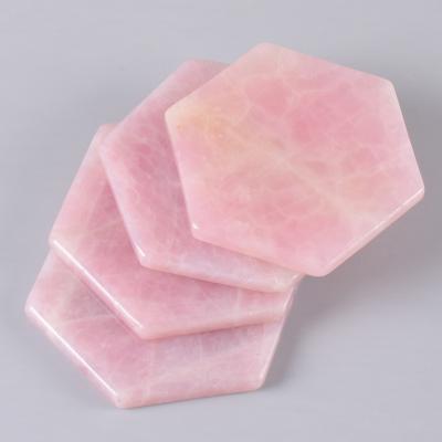 China Viable Natural Crystal Pink Platter Crystal Platter Plated Rose Quartz Crystal Coaster for sale