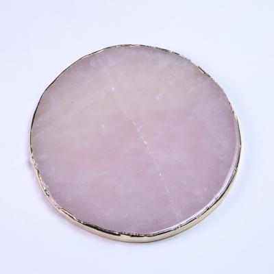 China Viable Protection Rose Quartz Crystal Coaster from Crystal Slices Stone Slices Tea Cup for sale