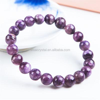 China Fashionable Charoite Bracelet Stone 9mm Reiki Charm Elastic Bracelet for sale