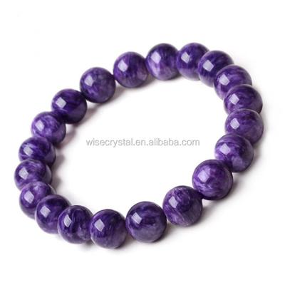 China Fashionable Wholesale Natural Charoite Bracelet 9mm Charm Elastic Bracelet for sale