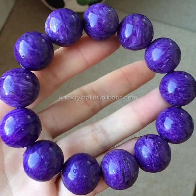 China Fashionable Charoite Bracelet Jewelry 9mm Healing Stones Chakra Charm Elastic Bracelet for sale