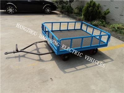 China 4 Tyres Iron Flat Bed Car Trailer , Cargo Utility Trailers With Fence PT-2 for sale