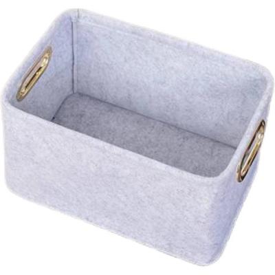 China Collapsible Collapsible Felt Organizer Folding Storage Bins Fabric Storage Basket Containers with Metal Handles for sale