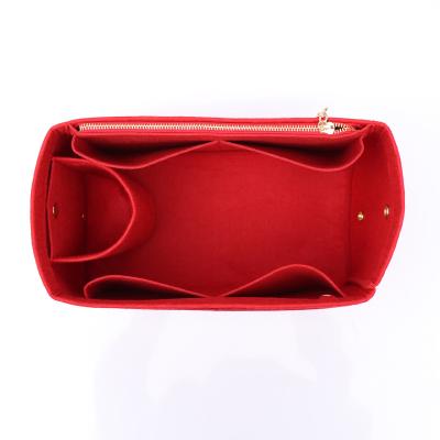 China High Quality Lady OEM Portable Felt Mat Makeup Bags Handbag Organizer Multi-Pocket Cosmetic Insert Removable Bag For Women for sale