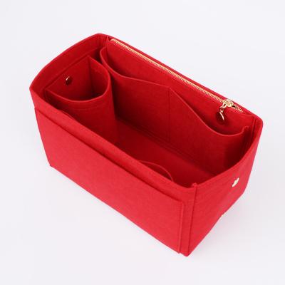 China High Quality Lady OEM Portable Felt Mat Makeup Bags Handbag Organizer Multi-Pocket Cosmetic Insert Removable Bag For Women for sale