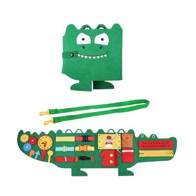 China New Material Children's Education Board Eco-friendly Crocodile Shaped Busy Board Children Learn Dressing Skills for sale