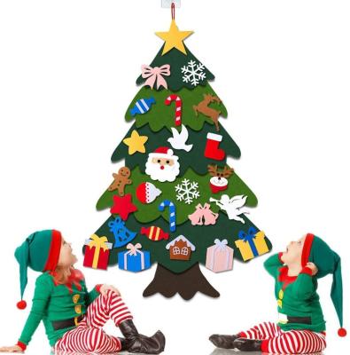 China Christamas Home Decoration Xmas Home Door Decoration Gifts Educational DIY Felt Christmas Tree with Ornament Set for Kids for sale