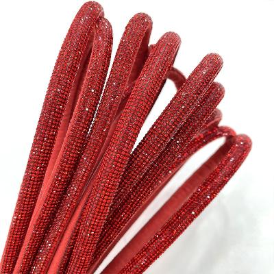 China S577 1cm Flatback Half Round Crystal Rope For Sandals Crystal Strips Rope Rhinestone Stone For Shoes Decoration for sale