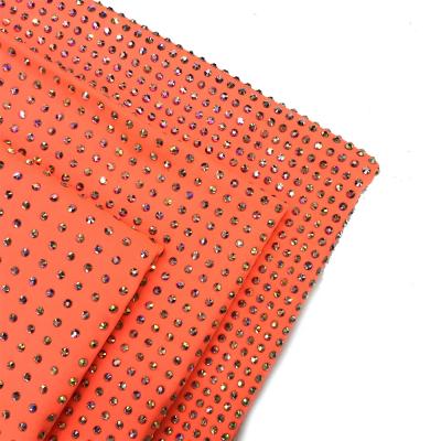 China Flatback F006 customized crystal spandex rhinestone fabric mesh elastic for dress for sale