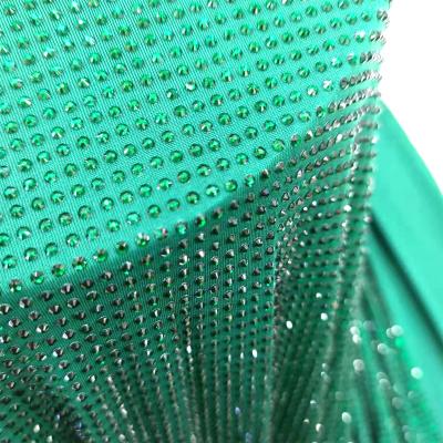 China Fashionable High Quality Hot Stretch Crystal Fabric Flatback S590 Fix Rhinestone Mesh Fabric Panel for sale