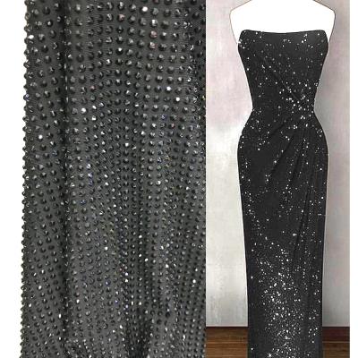 China Flatback S458 150cm*100cm New Arrival Diamond Mesh Fabric For Making Dress Diamond Glitter Crystal Mesh Fabric Elastic Rhinestone Fabric for sale