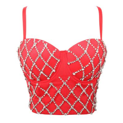 China 2021 Sexy Upper Rhinestone Breathable Women's Head A014 Crop Crystal Bodice Night Club Wear For Party for sale