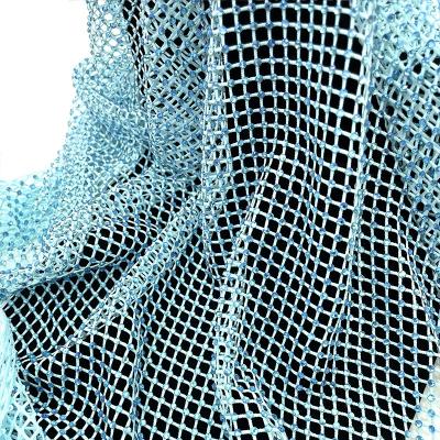 China Wholesale Colorful Flatback Mesh Fabric Rhinestone Crystal Net Fabric Diamonds Mesh Fabric S556 For Dress for sale