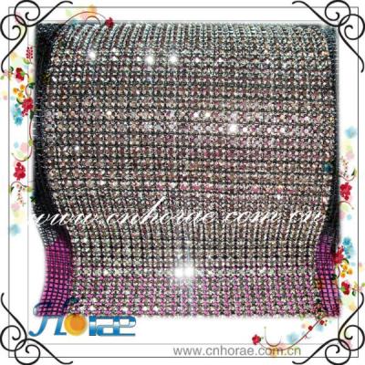 China Flatback 24 Rows Sew On Fabric Mesh Rhinestone Crystal Trimming for sale