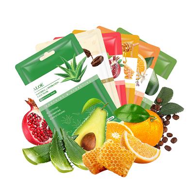 China OEM Natural Organic Korean Sheet Orange Cosmetics Private Label Orange Pomegranate Moisturizer Aloe Vera Avocado Pomegranate Honey Facial Mask Beauty for sale