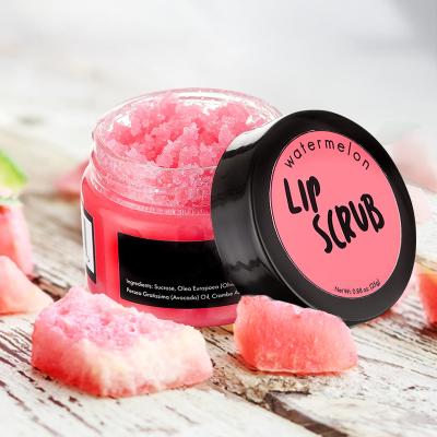 China Moisturizing and Exfoliating Custom Logo Sugar Private Label Lip Whitening Scrub Exfoliator Vegan Fruit Lip Scrub for sale