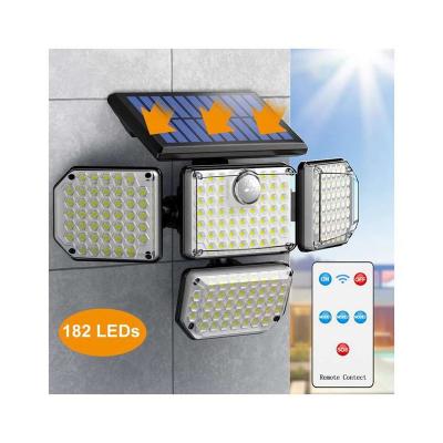 China Solar Powered Outdoor Hotel Wall Lamp 4 Heads Motion Sensor Ip65 Security Remote Control Led Light With Motion Sensor for sale