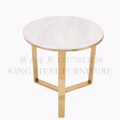 China (Others) Modern Adjustable Round Nesting Tables 2 Piece Side Marble Table Set Set Living Room Furniture Make In Foshan Metal End Tables for sale