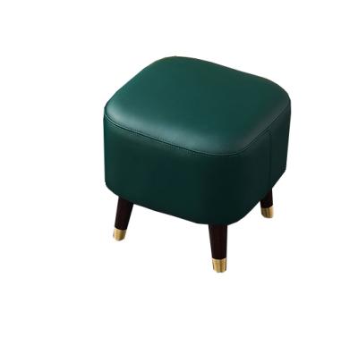 China (Size) 2022 Adjustable New Type Leather Chair Stool Modern PU Design Small Living Room Chair In Shoes Sneak 4-Legs Chair With Square Metal Stool for sale