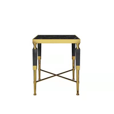 China Black Glass End Tables (Height) Base Gold Metal Table Wrapping Piece Adjustable Modern Stainless Steel Luxury Overall Furniture Marble Tops for sale