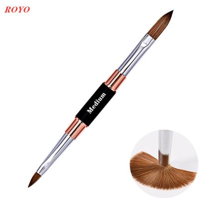 China NAIL Medium Size Fashion Black and Gold Color Metal Handle 100% Kolinsky Nail Brushes Kolinsky Sand Pure Nail Art Brush for sale