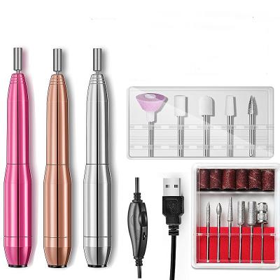 China Nail Art Tools USB Nail Drill Machine Electric Nail Manicure Machine Pedicure Polishing Drill Set Nail Drill Equipment Tools for sale