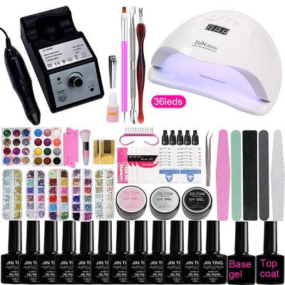 China Professional Beauty Brush Nail Art Set 114W LED UV LAMP for Manicure Gel Nail Polish Set Manicure Kits for sale