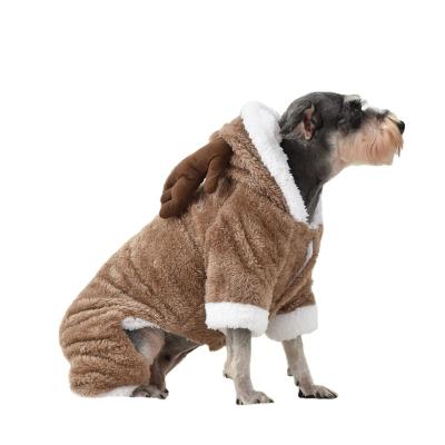 China Xmas Viable Clothes Pet Dog Small And Medium Elks Plus Velvet Thick Winter Funny Deformation Gear for sale