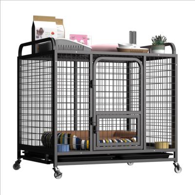 China Breathable Heavy Duty Steel Dog Cage Crate Folding Metal Tube With Wheels For SaleSteel Tube Dog Cage for sale