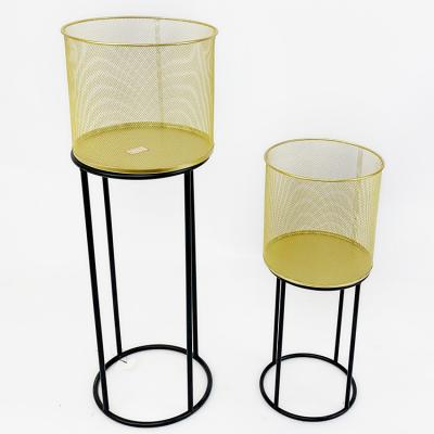 China Modern Honghai Wrought Iron Gold Flower Pot Holder Stand Bracket Display Metal Flower Pot Stand Outdoor for sale