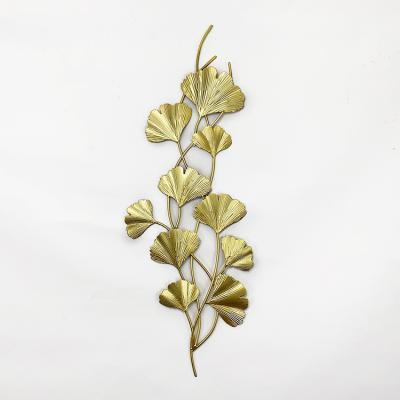 China Contemporary Gingko Leaf Art Iron Metal Decoration Iron Living Room Wall Decoration for sale