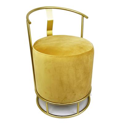 China Storage Modern Luxury Elegant Nordic Foot Stool Sofa Gold stainless steel legs Round Velvet Small Ottoman Stool for sale