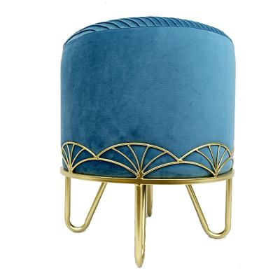 China Storage Modern Luxury Elegant Nordic Foot Stool Sofa Gold stainless steel legs Round Velvet Small Ottoman Stool for sale