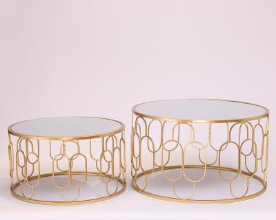 China Durable Nordic Style Sofa Room Furniture Round Modern Metal Legs Gold Marble Coffee Table for sale