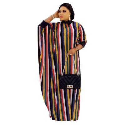 China Fashion Clothes Plus Size African Fashion Abaya Garment Boubou Print Striped Dresses For Women Hippie Clothes for sale