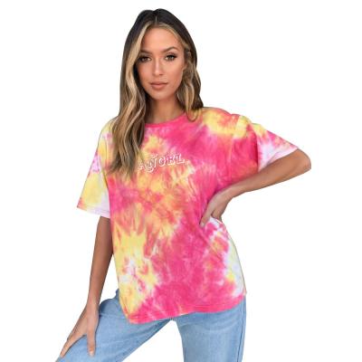 China Round Neck Anti-pilling Dye Loose-tying Digital Printing Women's Short Sleeve Blouse for sale