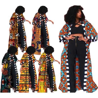 China Waterproof Custom 2022 African Casual Autumn Women Clothing Women Long Print Coat Anorak Sets Suit for sale