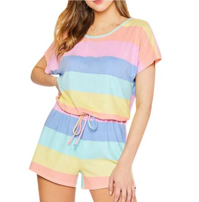 China 2022 QUICK DRY Casual Shorts Women Home Service Two Piece Suit Tie Dye Cotton Nightgowns Sleepwear Women Homewear Ladies Suit Pajamas for sale