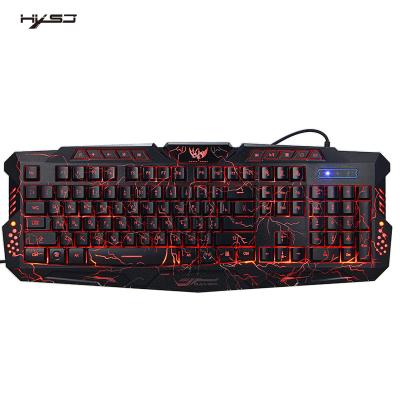 China HXSJ plug and play wired 114 keyboard three-color slot backlit Russian black desktop gaming main multimedia shortcut keys application for sale