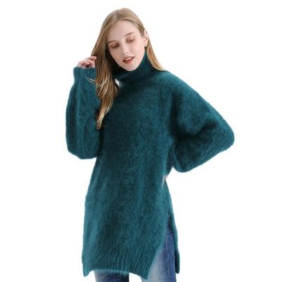 China Angora Sweater Autumn Winter Wool Knitted Jumper Plush Texture Women Sweaters With Turtle Neck Long Sleeves Loose Style for sale