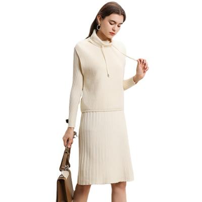 China Viable fashion casual net red women's suit autumn and winter female knitted vest dress new 2-piece sweater dress for sale