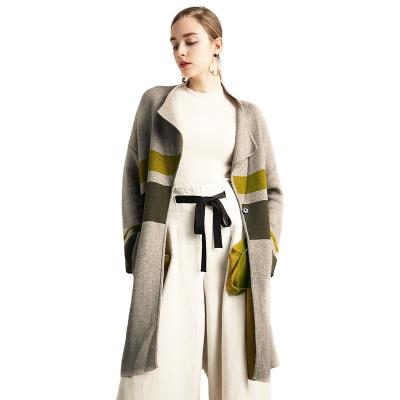 China New autumn and winter loose cardigan long style cashmere cardigan double-sided knitted casual sweater coat for sale