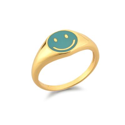 China Vintage Smiley Face Finger Rings Punk Stainless Steel Enamel Ring For Women Jewelry for sale