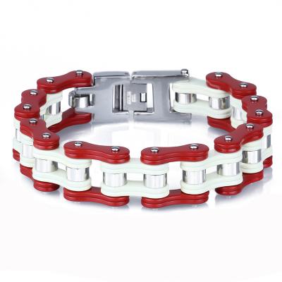 China Custom Cute Bicycle Chain Bracelets 16mm Stainless Steel Biker Bracelet For Men Jewelry for sale