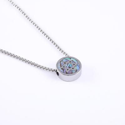 China Hot Selling Jewelry Abalone Shell Hexagram Pendant Tungsten Steel Neo-Gothic Necklace For Women Bijoux for sale